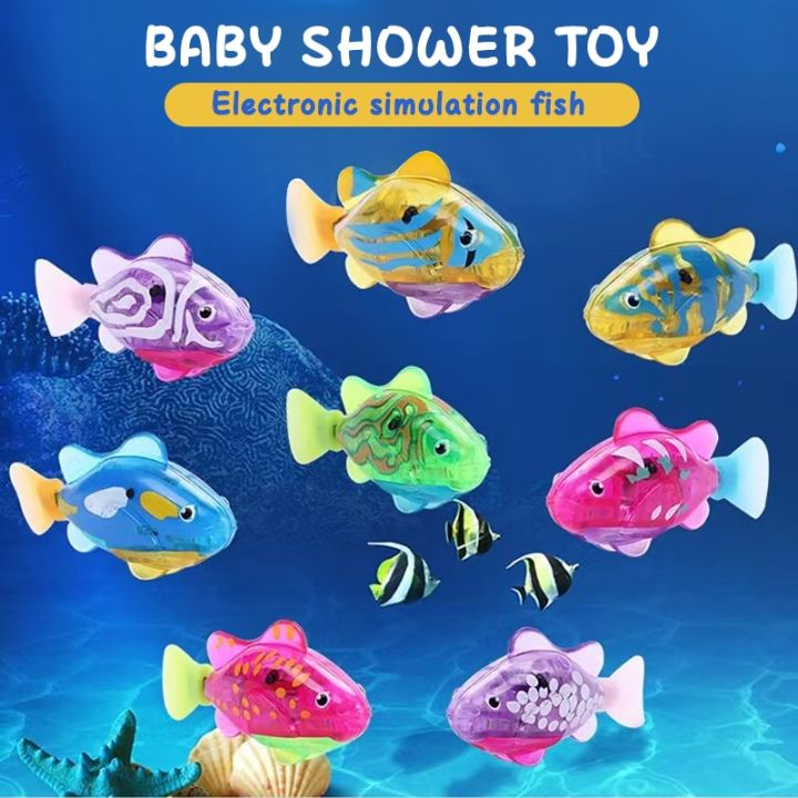Summer Baby Bath Toys Light Induction Swimming Fish Electronic