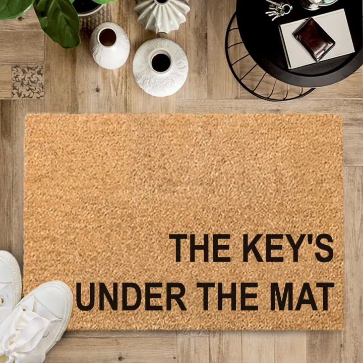 The%20Keys%20under%20the%20mat%20Personalised%20Welcome%20Rug.%20Coco%20Doormat.%20Coir%20Brush%20Mat.%20Welcome%20Rug.%20Welcome%20Carpet.%20Wording%20Rug%20-%20Image%205