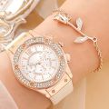 Fopul Mall Elegant Luxury Women Watch 2pcs Set Women Watches Personality Fashion Diamond-encrusted Watch for Women Ladies. 