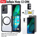 3 in 1 Infinix Note 12 G96 Shockproof Phone Case With Magnetic Wireless Charging Sticker For Infinix Note 40 Note 30 Anti Spy Privacy Tempered Glass Screen Protector +Lens Film. 