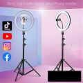 Ring Light With 7ft Stand Tripod 10 Inch Selfie LED Ring Light Best Quality and Adjustable Phone Holder useful for Tiktok Light, Studio Camera For YouTube, Online Classes, TikTok & Photography. 