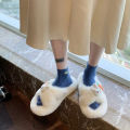 2024 fall and winter new cute cartoon hair slippers warm flat at home wearing a word slippers women’s shoes. 