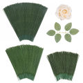 100Pcs/Pack 17/25/30cm Artificial Flower Stems Rose Leaves Base Iron Wire Stem DIY Soap Paper Flower Stub Stems Craft Decor. 