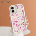 Hontinga for Samsung A06 Mobile Phone Cover Pink Butterfly Pattern Case Ladder Soft Camera Protection Rubber Back Cover. 