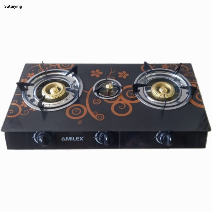 Sutuiying High Grade 3 Burner Tempered Glass Top Gas Cooker