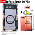 4 in 1 Infinix Smart 10 Plus Shockproof Phone Case With Magnetic Wireless Charging Sticker For Infinix Smart 10 X6725 Anti Spy Privacy Full Coverage Tempered Glass +Lens Film. 