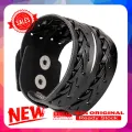 Men's Vintage Style Braid 2 Layer Leather Bangle Punk Wristband Cuff Bracelet. 