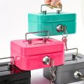 Creative Mini Lockable Cash Box Metal with Key Lock Box Sturdy Construction with Handle Money Safe Case Home Use. 