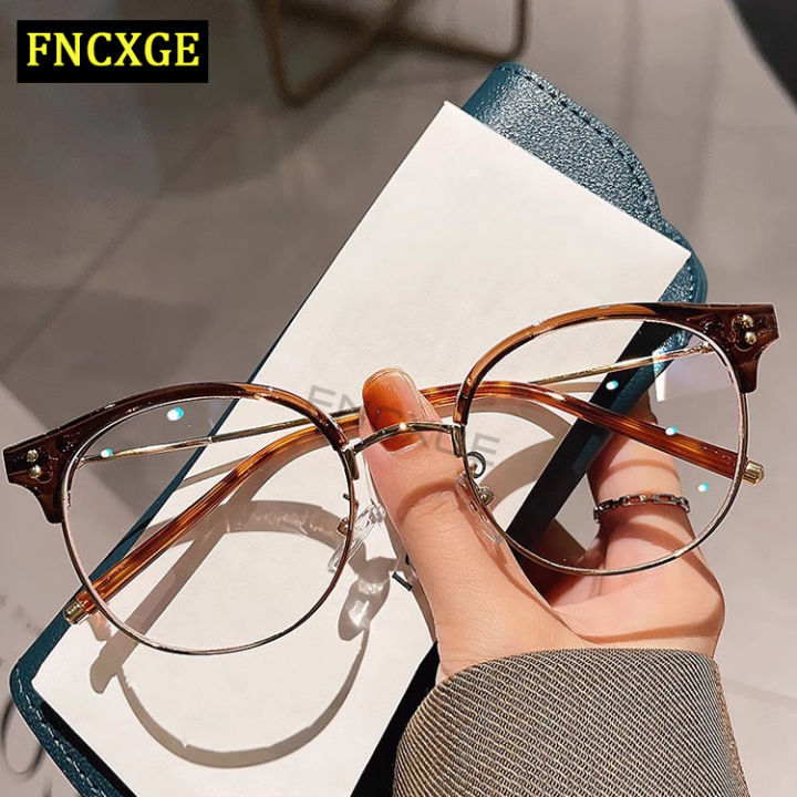 FNCXGE%20Women%20Korean%20Style%20Anti%20Blue%20Light%20Myopia%20Glasses%200~-600%20Unisex%20Retro%20Half-Frame%20Replaceable%20Lens%20Men%20Fashion%20Anti%20Radiation%20Shortsighted%20Eyeglasses%20-%20Image%203