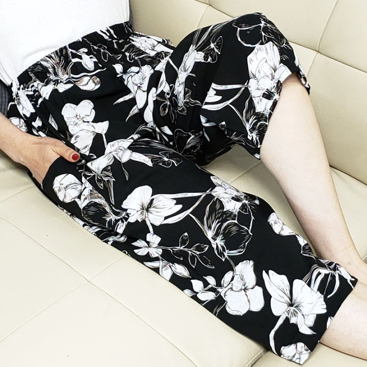 Cotton%20Silk%20Pajama%20Pants%20Women's%20Cropped%20Pants%20Summer%20and%20Autumn%20Thin%20Artificial%20Cotton%20Shorts%20Wide%20Leg%20Pants%20Loose%20Large%20Size%20Homewear%20Pants%20Can%20Be%20Worn%20outside%20-%20Image%205