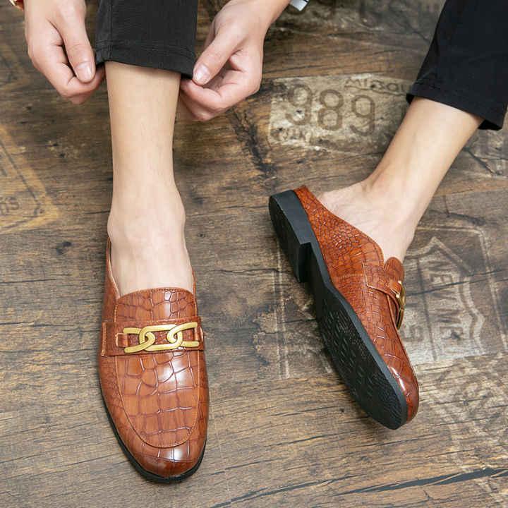 ALLGOOD】Half Shoes for Men Leather Shoes Korean Fashion Mules for