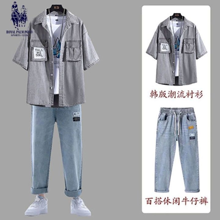 Men's%20Summer%20Short%20Sleeve%20Denim%20Shirt%20Thin%20Half-Sleeved%20Jeans%20Suit%20with%20Handsome%20Casual%20Suit%20Shirt%20-%20Image%204