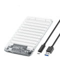 ORICO 2.5 inch Transparent ATA to USB3.0 / Type-C Hard Drive Case olid tate Drives Enclosures for PC Laptop Up to 6TB. 