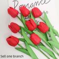 Realistic Artificial flowers Lifelike Home Outdoor Tulip bouquet Long-lasting Vase decor PU flowers for Wedding ceremonies. 