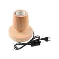 【ZOSR】Retro Wood Table Lamp E27 Socket Vintage Desk Lamp Base Holder EU Plug Bedside Lamp Decoration Wooden Base Table Light for Living Room Hotel. 