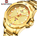 NAVIFORCE Men Wristwatch NF 9161 Top Brand Luxury Calendar Man Watch  gold chain  Quartz Original Male Clock 9209. 
