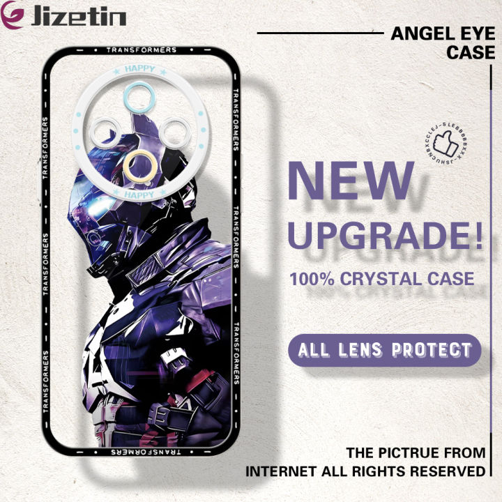 Jizetin for Tecno Spark 30C Back Cover Crystal Transparent Iron Warrior Soft Full Camera Cover Protection Phone Cases