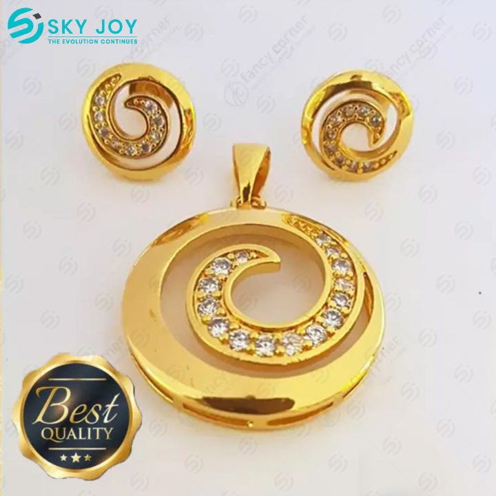 Pendant & Earrings for Women Gold Derana Design for Girls SJ-WPE