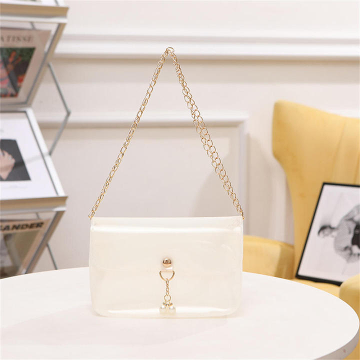 Fashion Vintage Ladies Jelly Solid Color Clear Bag Casual Women Handbags Purse Mobile Phone Shoulder Bag Festival Gifts