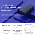 Xiaomi MI 50W Power Bank 20000mah, USB-C Input/Output Plus 2 USB-A Output, Charge 3 Devices Simultaneously, Output Up to 50W. 
