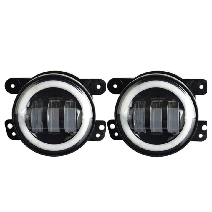 4 Inch Angel Eyes LED Fog Light Car Front Foglight 15000LM Replacement Auto Lamp DRL Driving Fog Lamp for Offroad