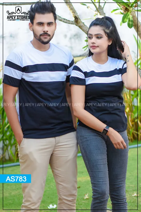 Black%20&%20White%20Short%20Sleeve%20Couple%20T%20shirts%20%7C%20AS783%20,%20t%20shirt%20for%20men,%20t%20shirt%20for%20girls%20-%20Image%203