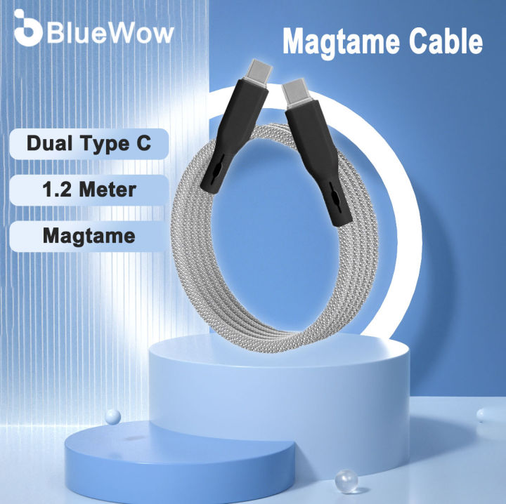 Magtame Cavo USB C, cavo magnetico da USB-C a USB-C da 60 W (3 A), cavo di ricarica USB C piatto da 1 m, in nylon intrecciato di tipo C, compatibile con