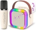 Mini Portable Karaoke Speaker with Wireless Microphone LED Light Karaoke Player K12. 