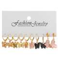 Enacolor  Enamel Colorful Simple Earrings Girls Korean 5Pair Set New Acrylic Butterfly Earrings Set for  Girls. 