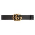 Leather belt with Double G buckle with snake. 