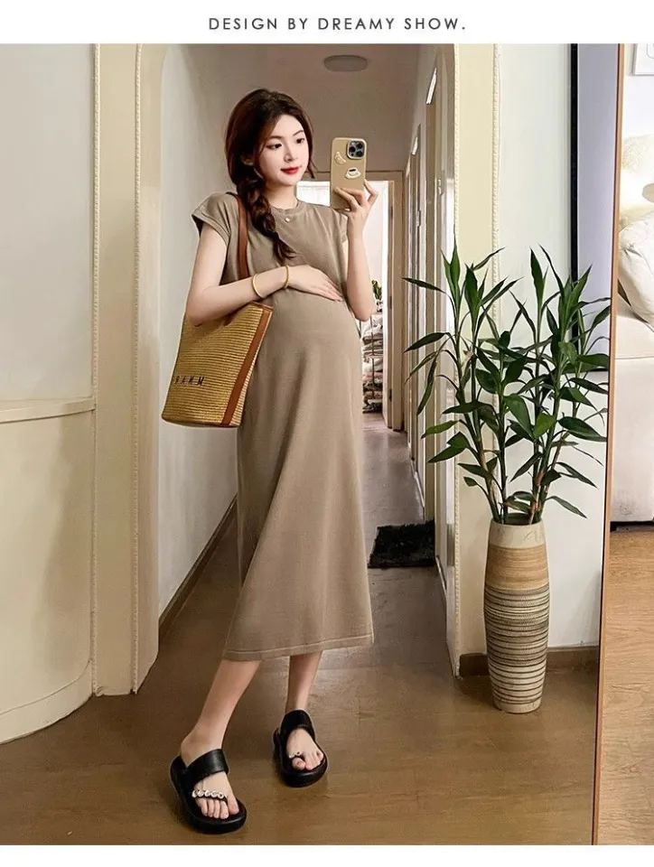 Pregnant Women's Short Sleeve Dress Summer plus Size Slimming