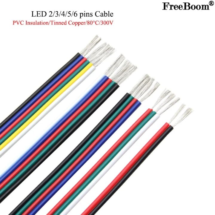 2/5/10m LED Cable Electrical Wire 2/3/4/5/6pin LED Extension Cables For ...