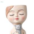 Head Planter Pots Cute Resin Face Flower Pot with Drainage Creative Decorations, Gift for Women, Man, Office and Garden Decor. 