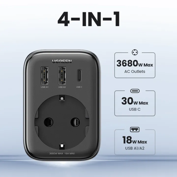 UGREEN%20PD%2030W%20GaN%20Fast%20Charger%20AC%20Outlets%20Adapter%202%20USB%201%20USB-C%20Port%20Travel%20Plugs%20for%20iPhone%2014%20Xiaomi%20Wall%20Socket%20Power%20Strip%20Charger%20-%20Image%2010