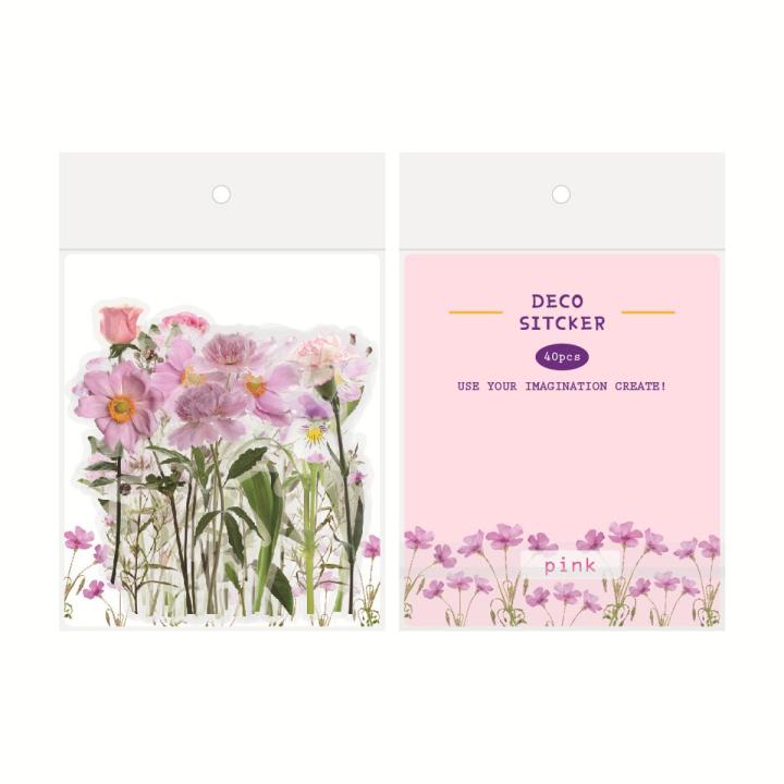 Panda Online 40PCS Flower Tulip Series PET Stickers Album Diary Journal ...