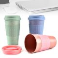 Kitchen Wheat Straw Coffee Cup Mug Tumbler with Lid Eco-friendly Unbreakable. 