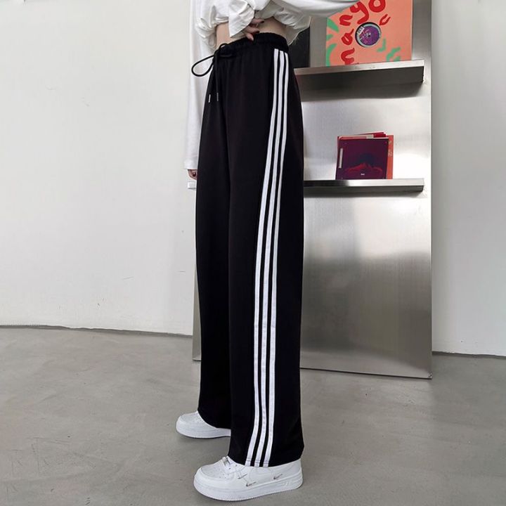 Korean%20Style%20Autumn%20and%20Winter%20Straight%20Sports%20Pants%20Female%20Thin%20Loose%20Slimming%20School%20Uniform%20Two%20Horizontal%20Strips%20Middle%20School%20Student%20Wide%20Leg%20Trousers%20Men%20-%20Image%202