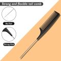 Tail Comb With Steel Handle Hair Combs Black Wide Tooth Comb Detangling Hair Brush, Paddle Hair Comb Care Handgrip Comb-Best Styling Comb For Long. 