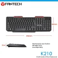 FANTECH K210 Multimedia Office Keyboard 114 Key Wired USB 2.0 For PC. 