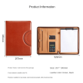 PU Leather Portfolio Folder with Zipper for Women/Men, Notepad Browm. 