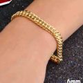 Gold Plated 18K Gold Chain Bracelet 7mm/6mm for Girls and Boys Ladies and Gents. 