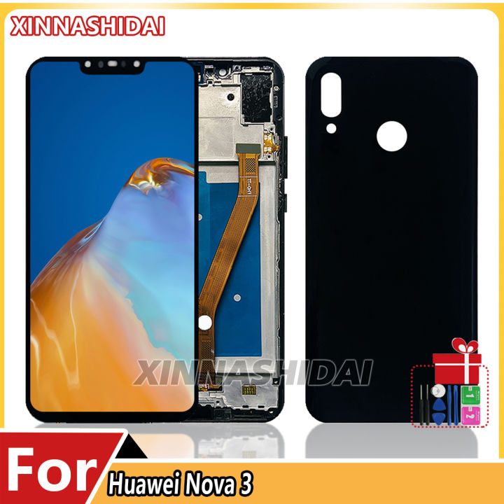 durableFashion For Nova Touch Screen Frame R-LX9 3 PAR- Nova 6.3 Huawei LX1 PAPAR-AL00 LCD Display Battery Cover Shell Hua 3i