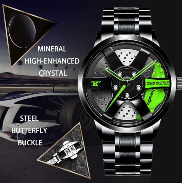 Luxury Wheel Rim Inspired Quartz Watch – Stainless Steel Body, Non ...