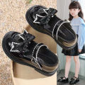 Girls' Shoes Princess Little Leather Shoes2023Summer New Soft Bottom Children's Spring and Autumn Black Shoes SummerjkDress. 