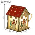 Christmas Tree Ornaments Miniature Led Wooden Christmas House Ornament Battery Powered Xmas Tree Decoration for Southeast Asian Buyers Diy Christmas Decorations. 