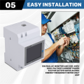 Din Rail AC Monitor 6IN1 250-450V 100A Voltage Current Power Factor Active KWH Electric Energy Frequency Meter VOLT AMP. 