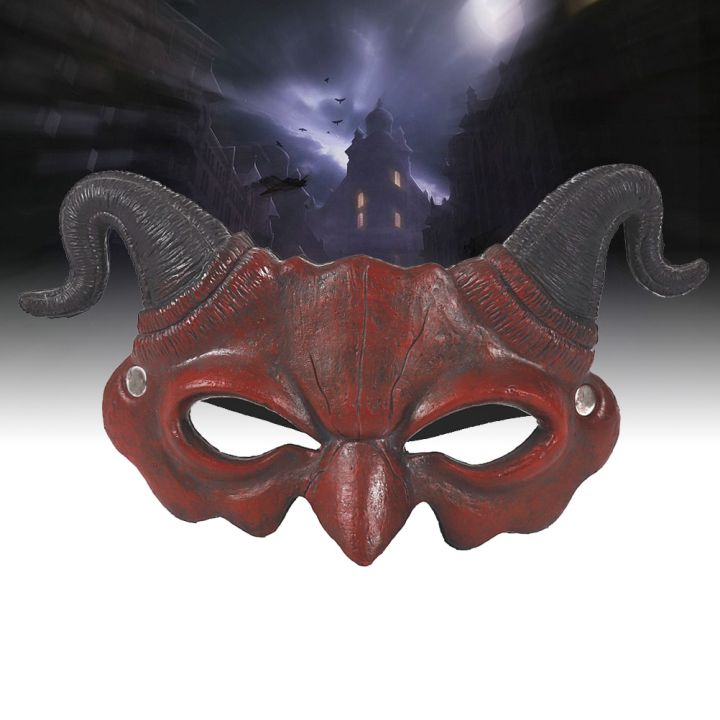 Devil Masks Horns Scary Horror Hornghost Ram Half Party Props Costume Face Cosplaycostumes Men Horrible Eye Masqueradecreepy