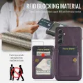 (New product) Fierre Shann FS-024 Oil Wax Cow Leather Card Holder Back Phone Case For Samsung Galaxy S25 5G/Samsung Galaxy S25 Ultra 5G/Samsung Galaxy S25+ 5G. 