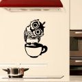 Cute Cartoon Owl On Mug Wall Stickers Coffee Decorative Decal for Kitchen Dining Room Vinyl Stickers for Coffee Bar Home Decor. 
