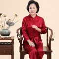 Summer Ice Silk Couple Long-Sleeve Suit Middle-Aged and Elderly Tang Suit Mom and Dad Festive Birthday Clothes Style Unisex Wear. 